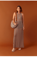 Vestido Tule Estampa Areal