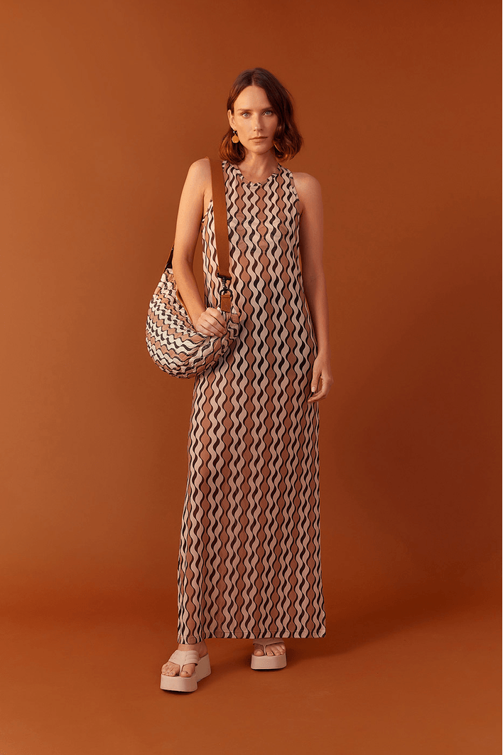 Vestido Tule Estampa Areal