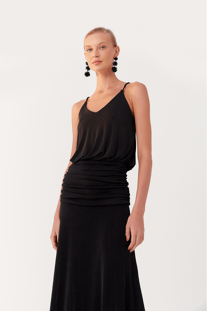 Vestido Franzido Cintura Jersey