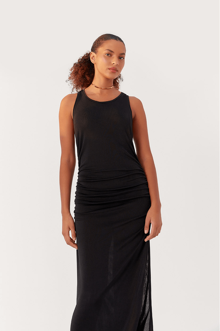 Vestido Jersey Franzido Lateral