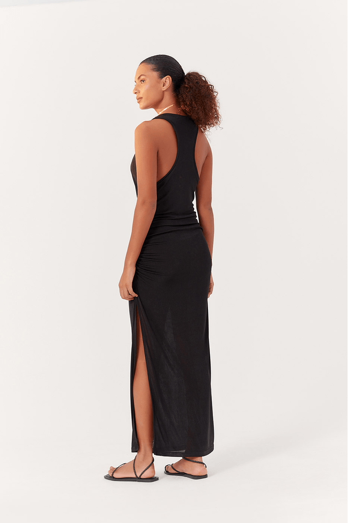 Vestido Jersey Franzido Lateral