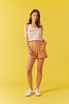 Blusa Estampa Listra Bege Com Bordado
