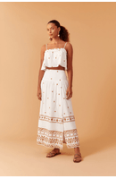 Saia Cropped Bordado Barrado