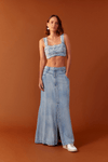 Saia Jeans Longa Recortes