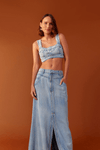 Saia Jeans Longa Recortes