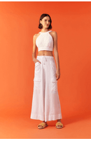 Calça Bolsos Cadarço Cintura