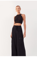 Calça Bolsos Cadarço Cintura
