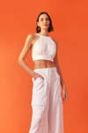 Calça Bolsos Cadarço Cintura
