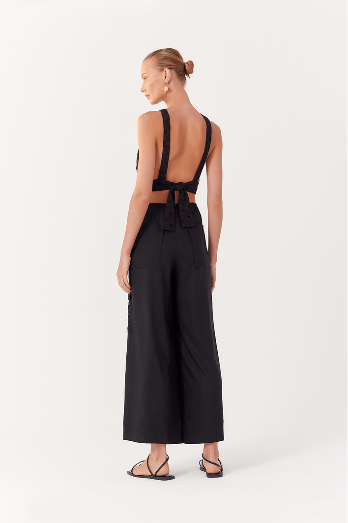 Calça Bolsos Cadarço Cintura
