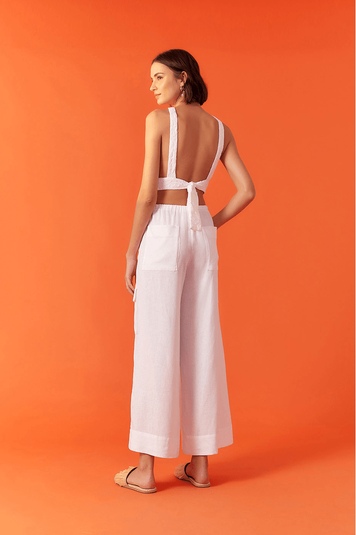 Calça Bolsos Cadarço Cintura