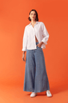 Calça Jeans Cropped Recortes