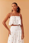 Blusa Bordada Decote Reto