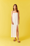 Vestido Linho Cropped Fenda