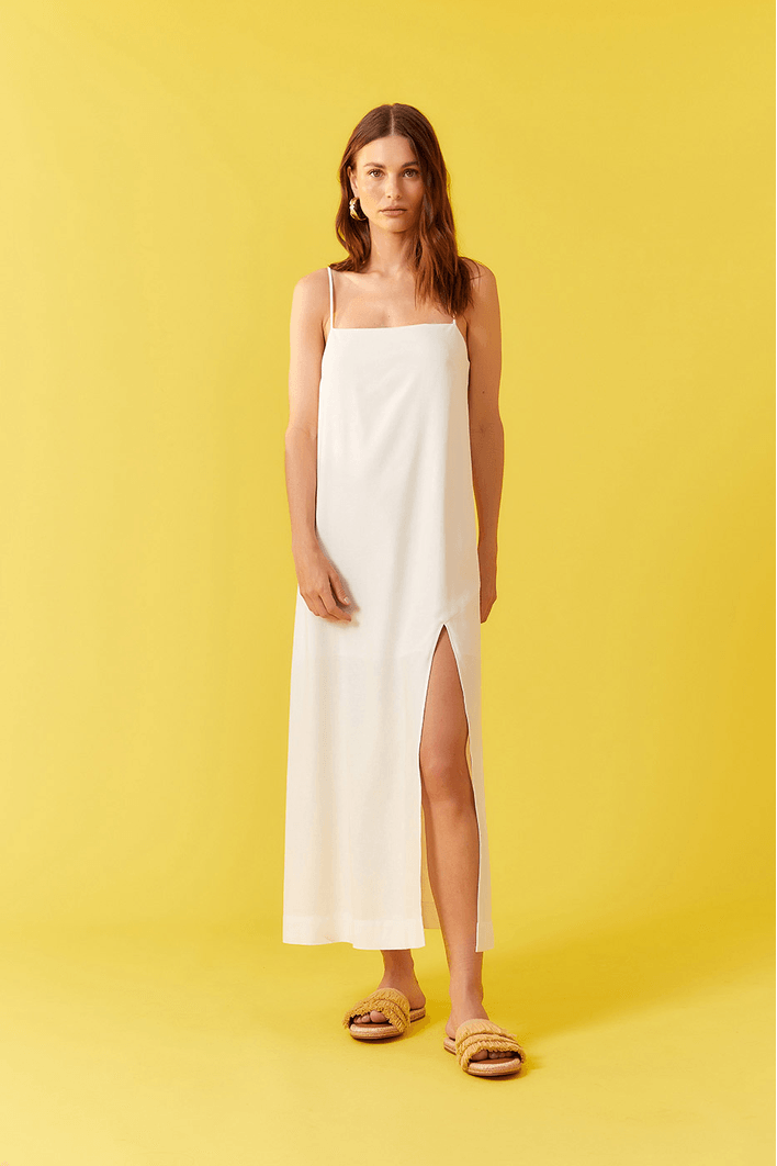 Vestido Linho Cropped Fenda