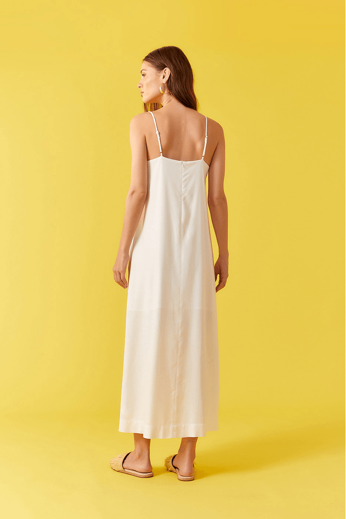 Vestido Linho Cropped Fenda