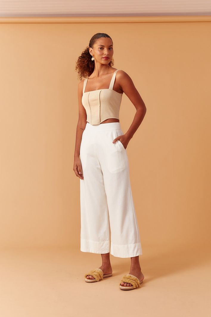 Calça Linho Bolso Faca
