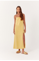Vestido Linho Cropped Fenda