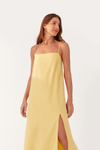Vestido Linho Cropped Fenda