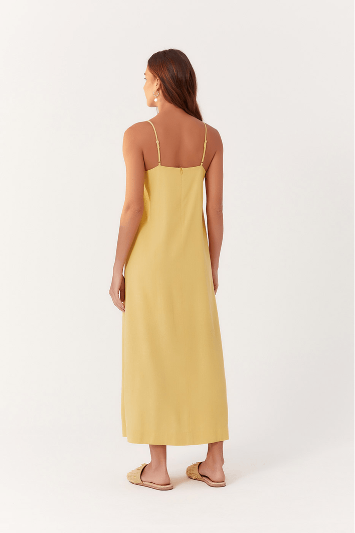 Vestido Linho Cropped Fenda