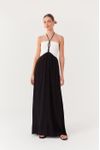 Vestido Longuete Crepe Bicolor