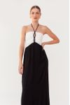 Vestido Longuete Crepe Bicolor
