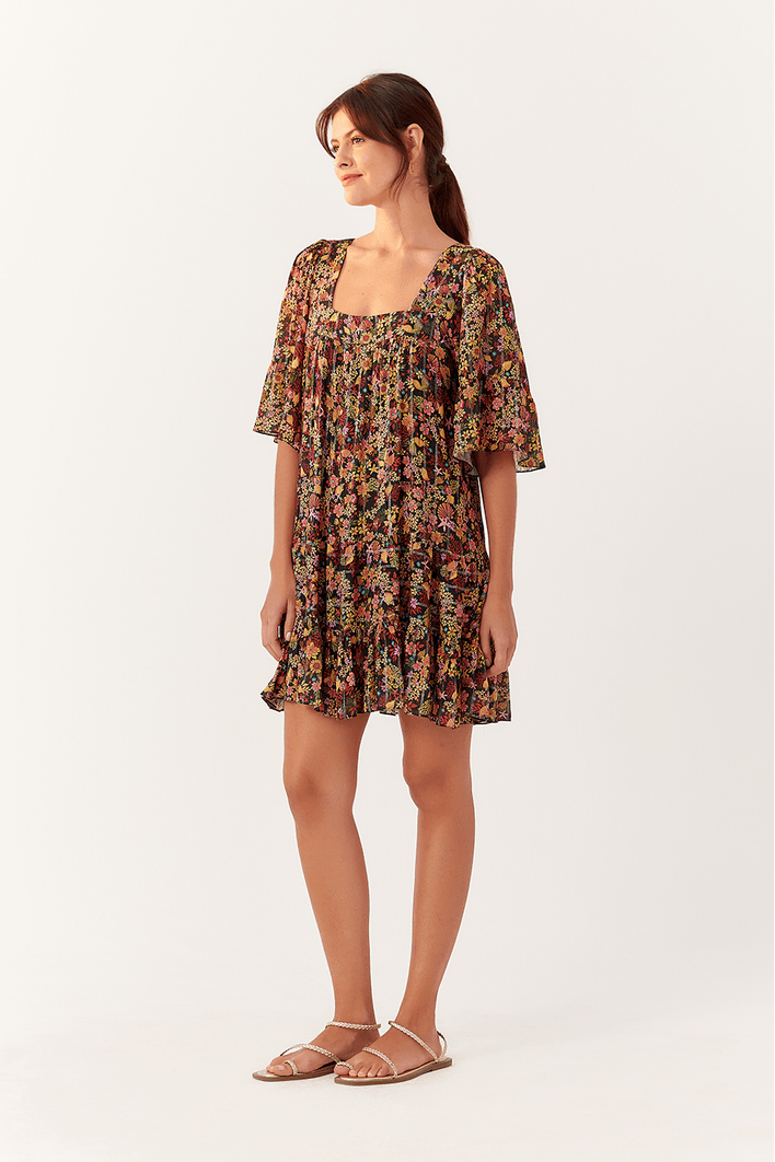 Vestido Lurex Estampa Água Doce