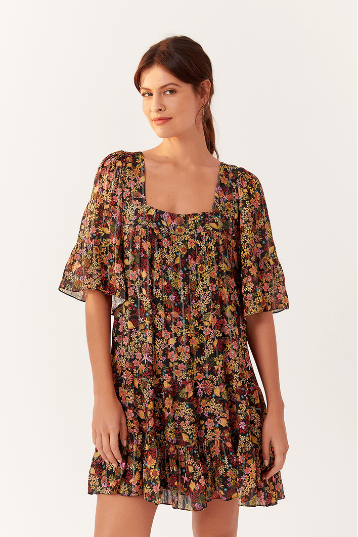 Vestido Lurex Estampa Água Doce