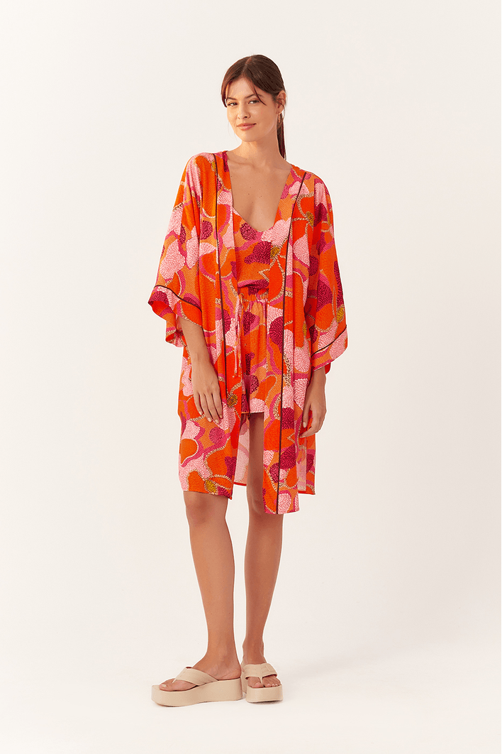 Kimono Estampa Flower Power