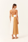 Vestido Linho Midi Bicolor