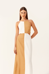 Vestido Linho Midi Bicolor