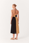 Vestido Linho Midi Bicolor