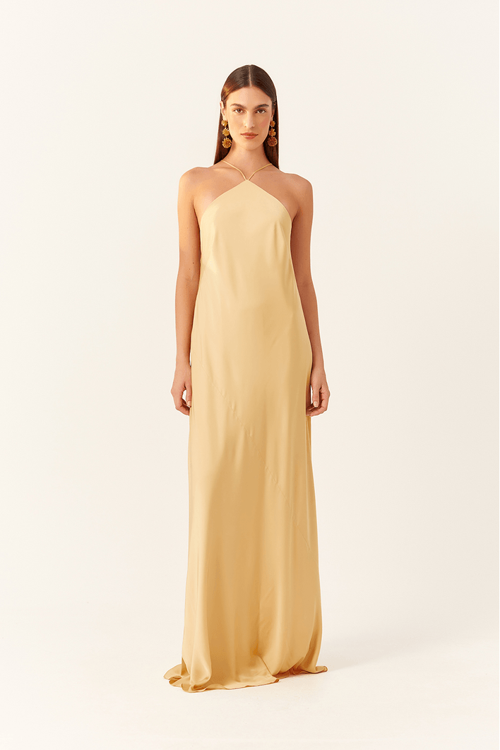 Vestido Longo Degagê Costas Cetim