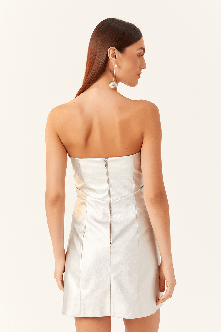 Vestido Couro Metálico