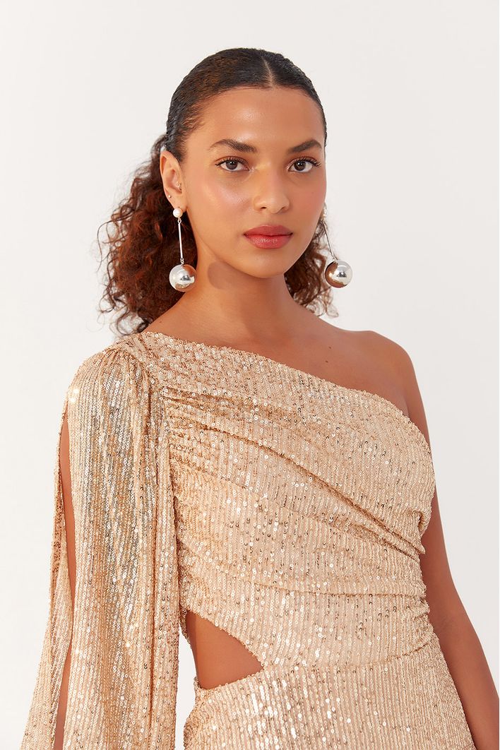 Vestido Um Ombro Só Paetê