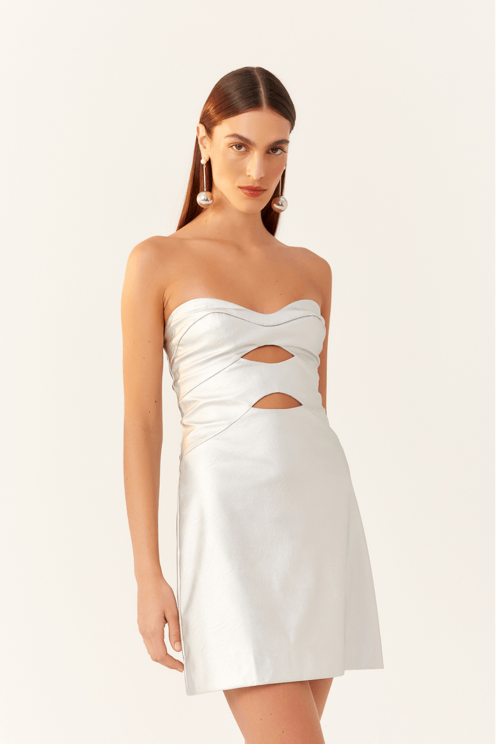 Vestido Couro Metálico