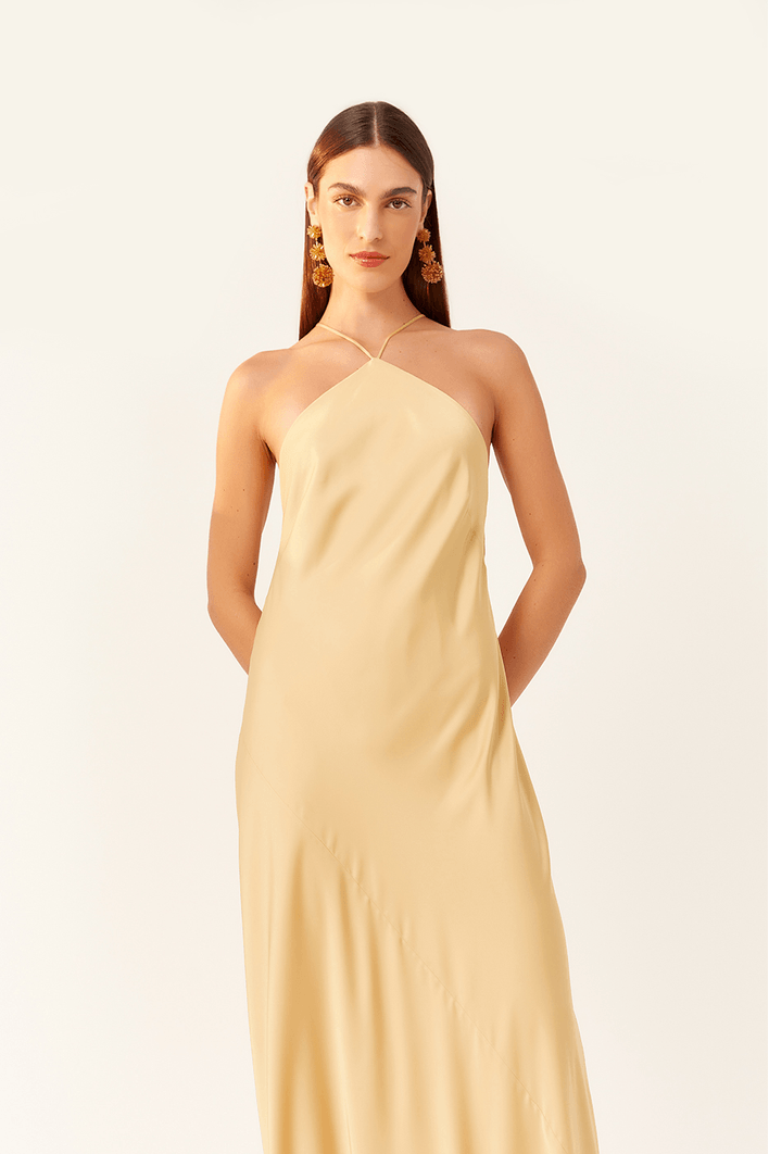 Vestido Longo Degagê Costas Cetim