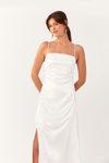 Vestido Cetim Longo Recortes