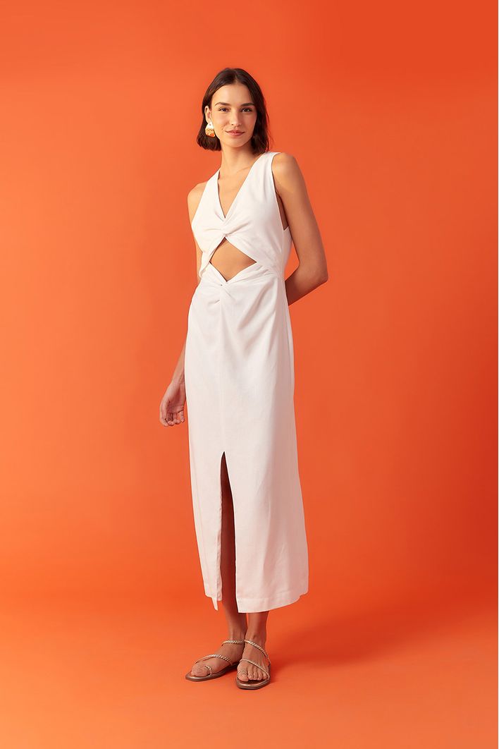 Vestido Cropped Linho Nó