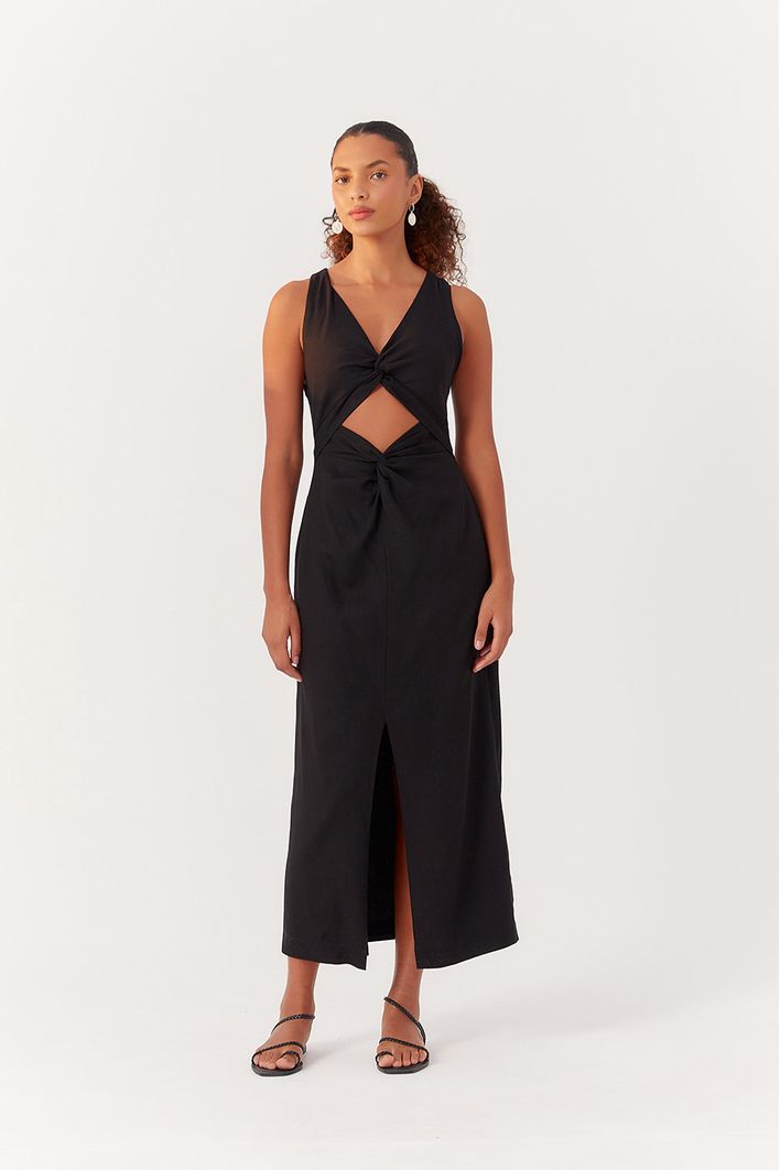 Vestido Cropped Linho Nó