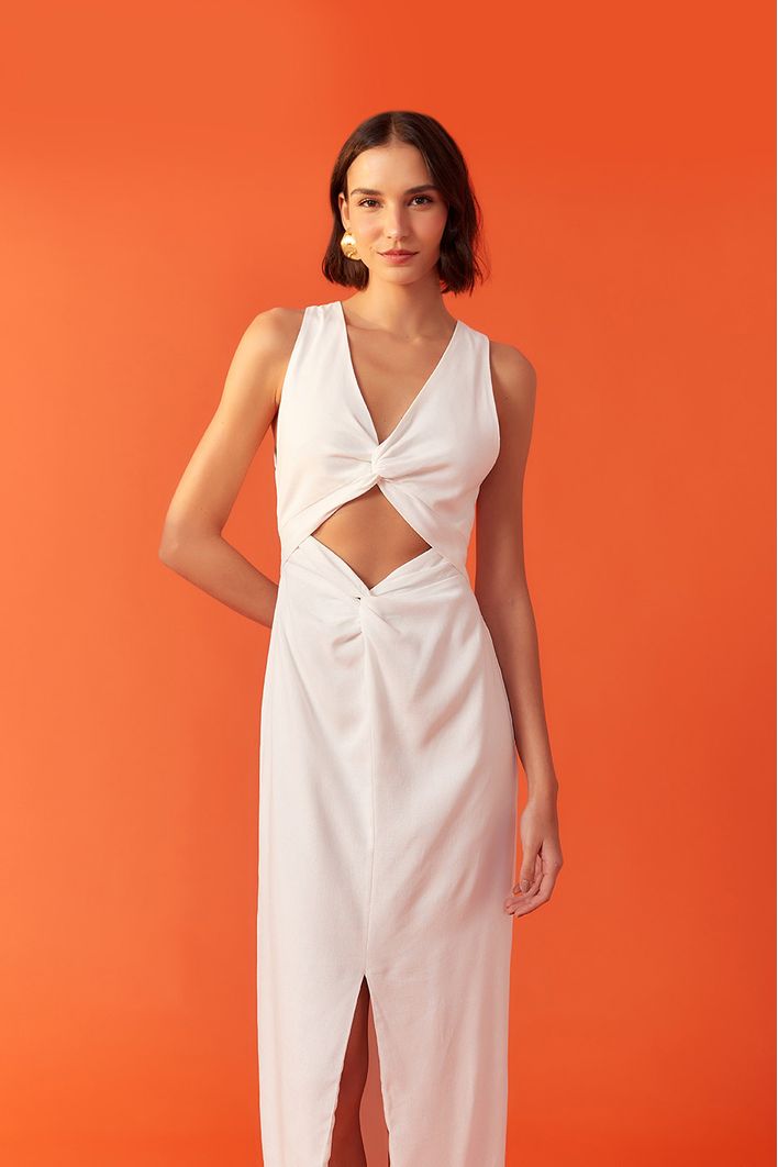Vestido Cropped Linho Nó