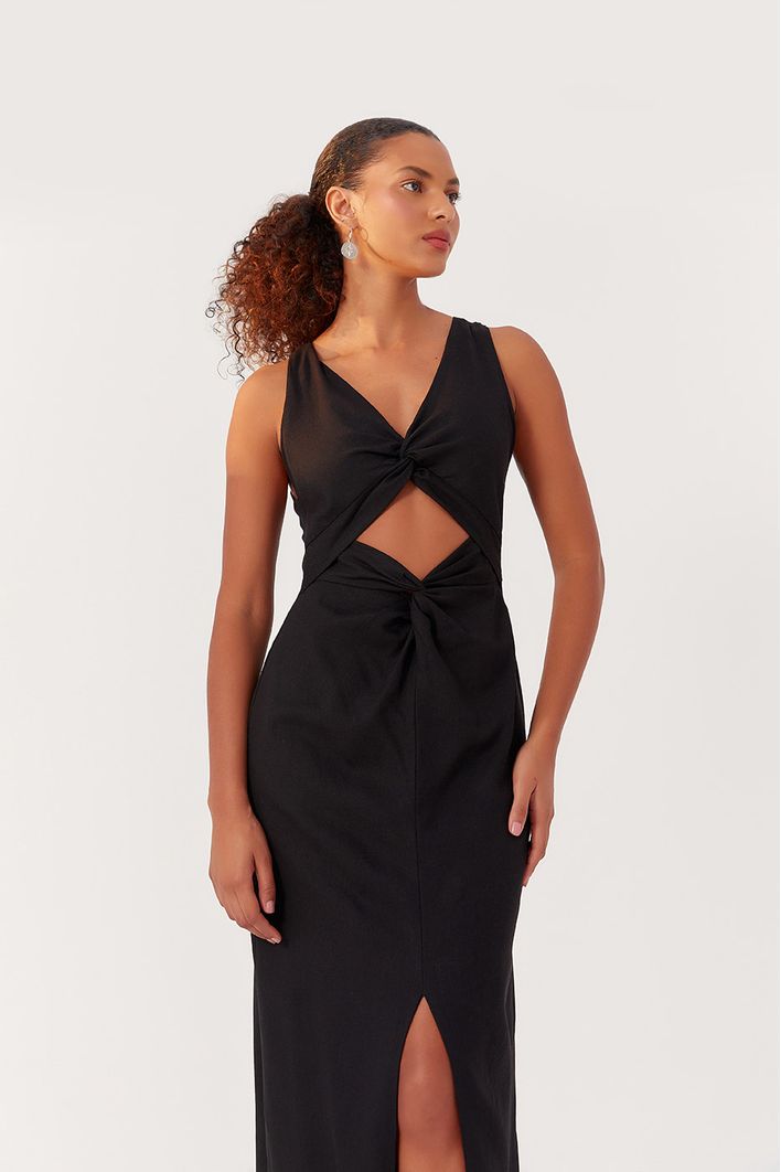 Vestido Cropped Linho Nó