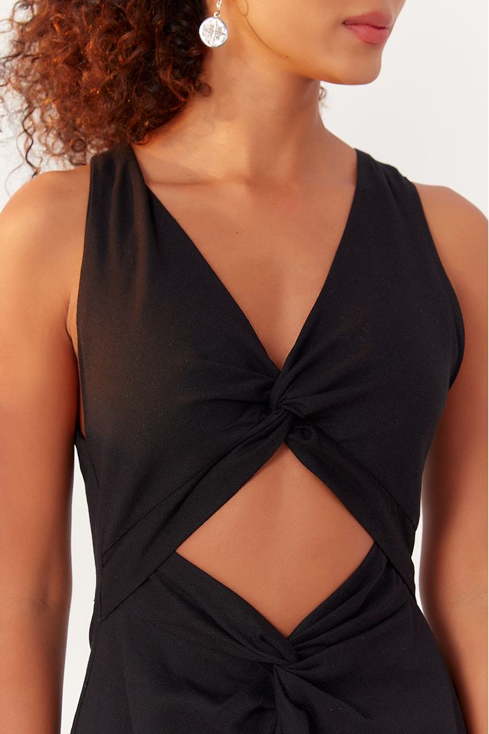Vestido Cropped Linho Nó