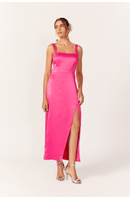Vestido Cropped Fenda Cetim