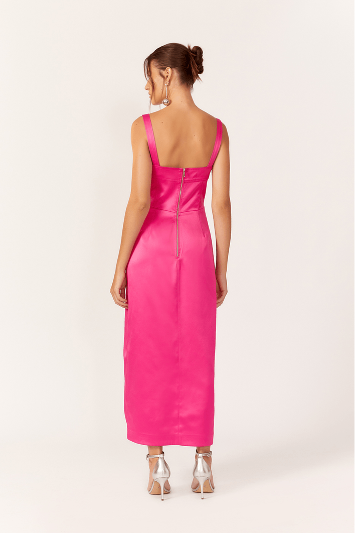 Vestido Cropped Fenda Cetim