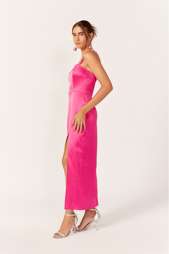 Vestido Cropped Fenda Cetim