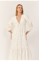 Vestido Cropped Linho Bordado Decote V
