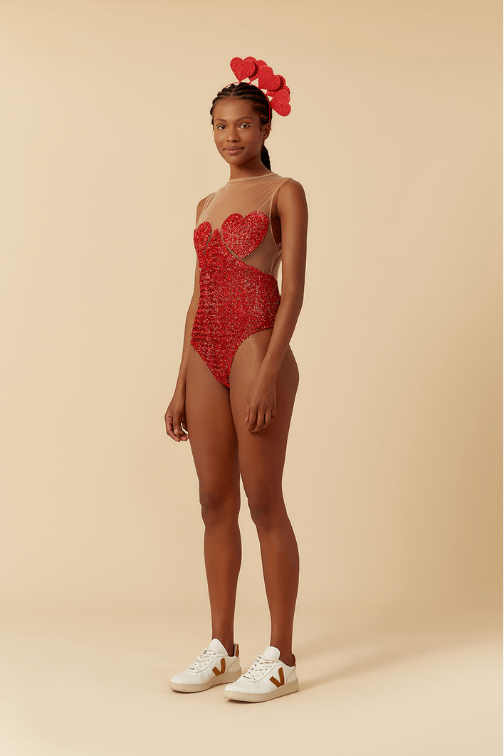 Body Coração Lurex Carnaval