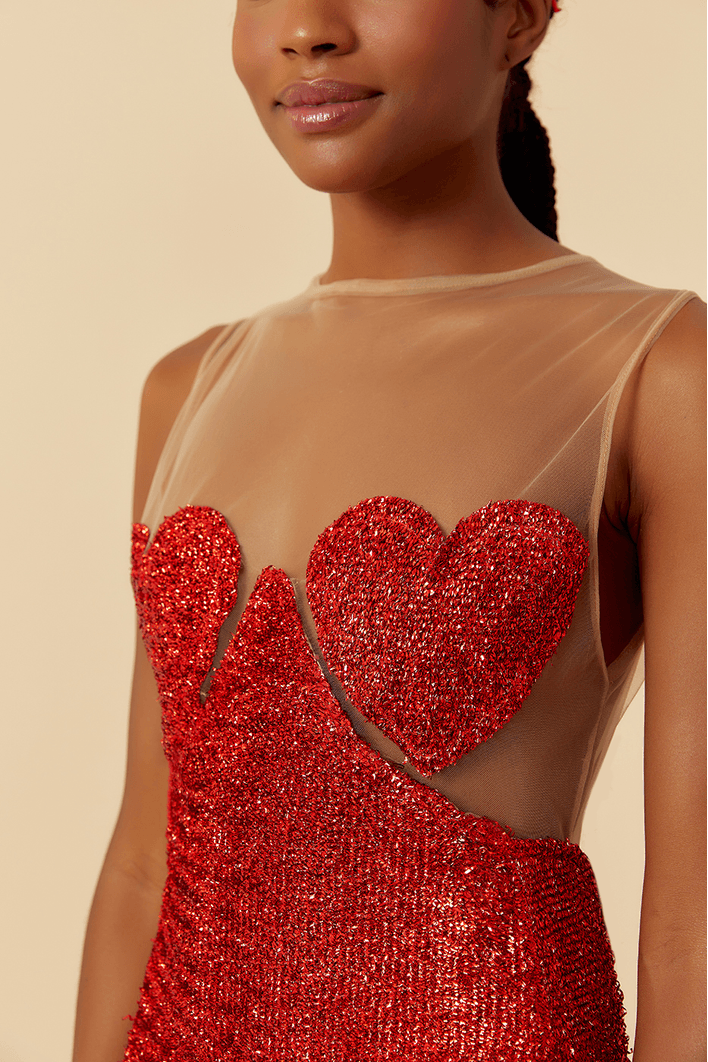 Body Coração Lurex Carnaval