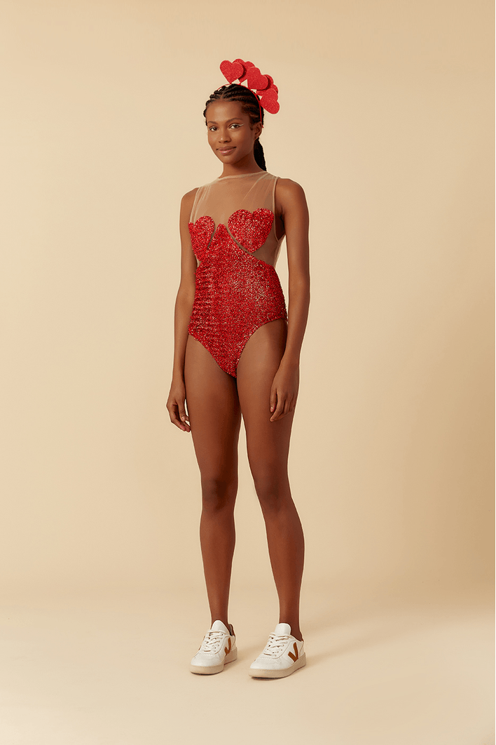 Body Coração Lurex Carnaval