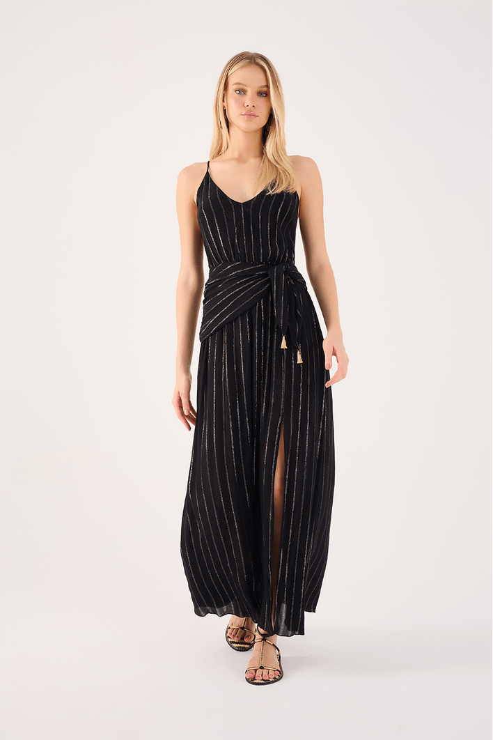 Vestido Longo Lurex Pala Amarração